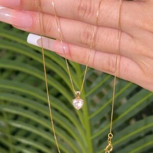 14K Moissanite Heart Pendant Necklace 0.70 CTW VVS D 18” 10K Solid Gold